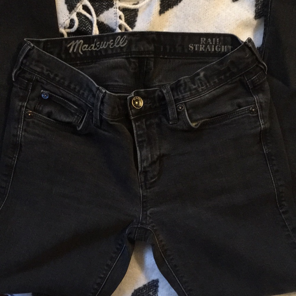 Madewell Rail Straight Black Jeans 26x30